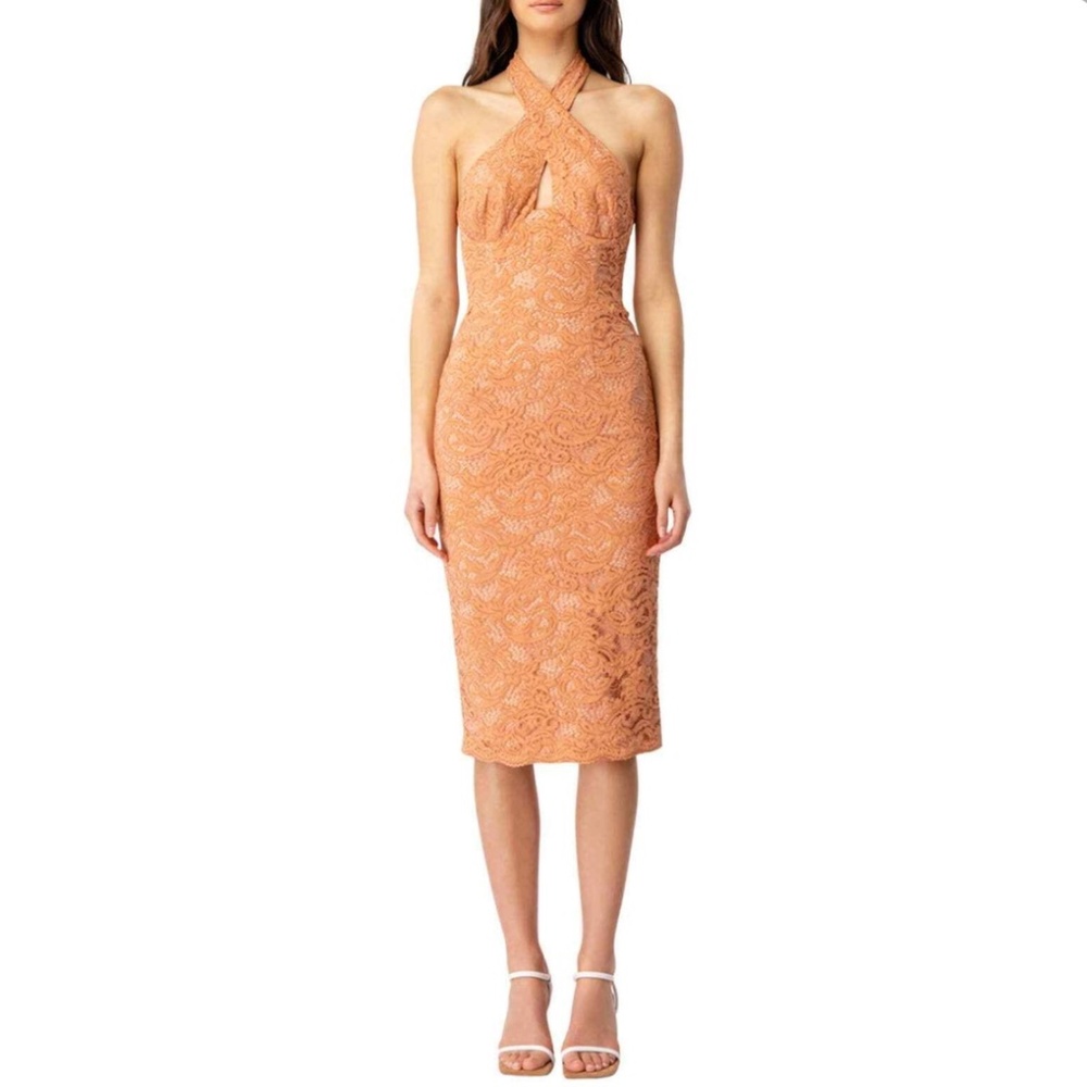 BARDOT Riviera crossfront lace midi dress